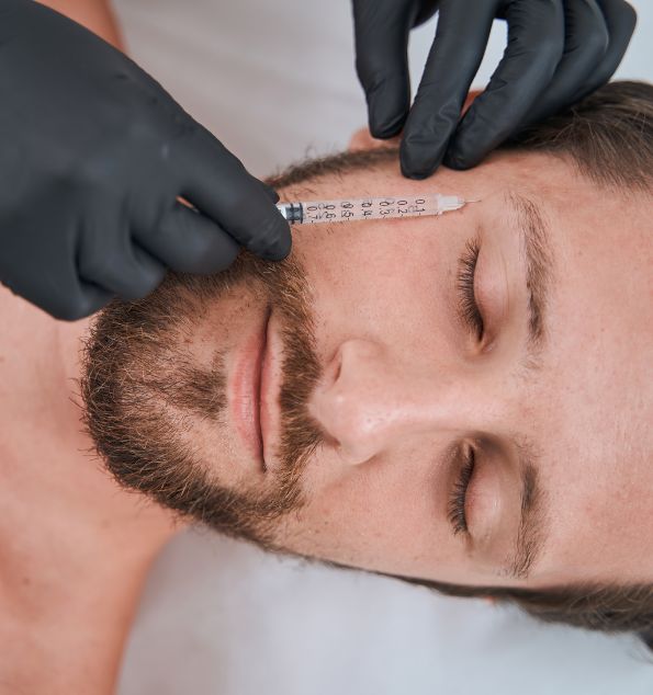 Man receiving dermal filler injections in Suwanee, GA